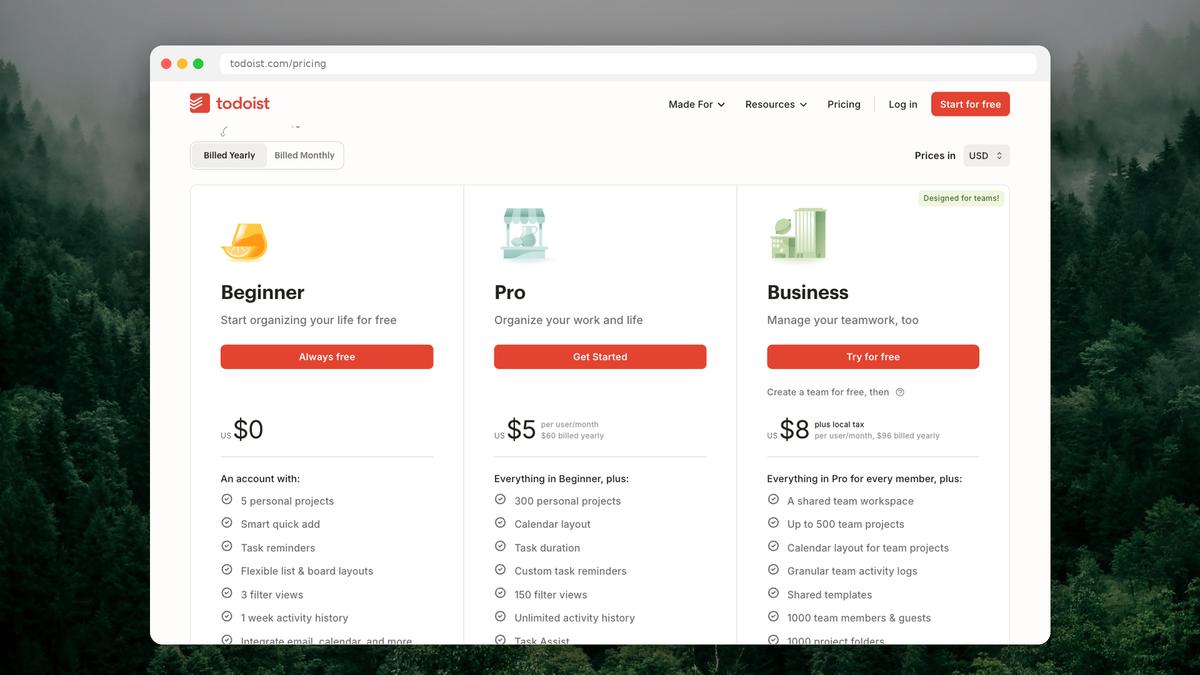 Todoist pricing