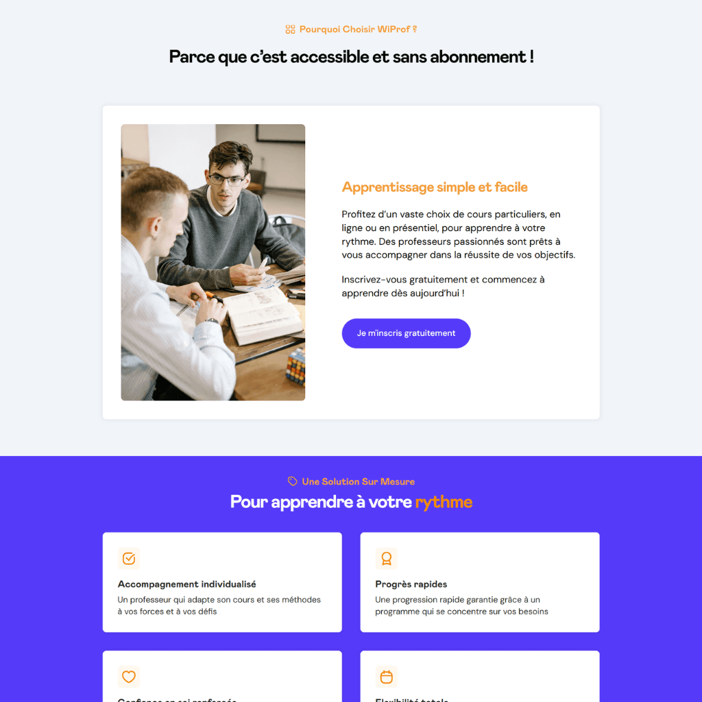Wiprof – plateforme de cours particuliers en ligne