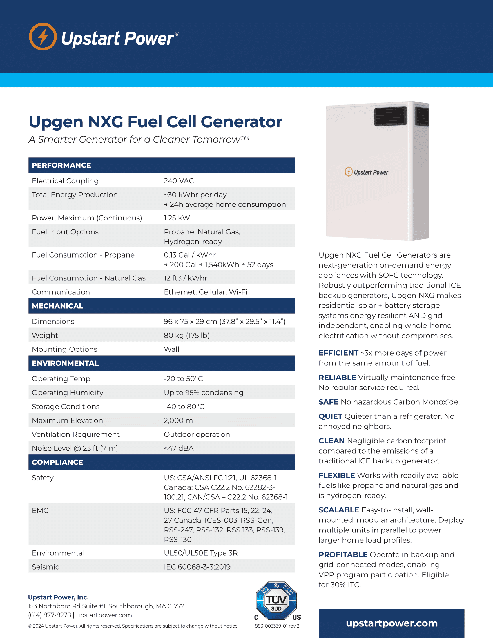 Upgen NXG Fuel Cell Platform