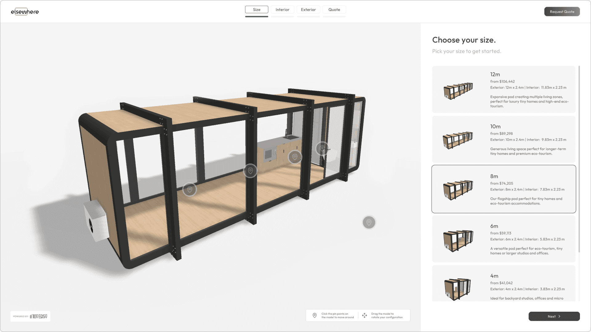 Elsewhere Pods using Tiny Easy's 3D Tiny House Configurator