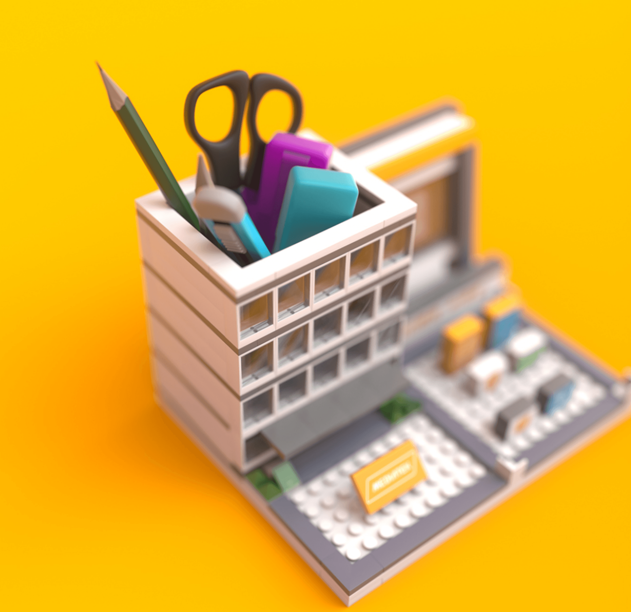 MediaTek custom brick model used as a pen holder and phone stand