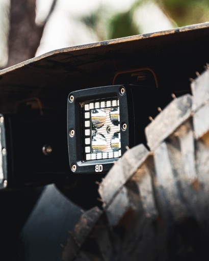 Detailed shot of a rugged 4x4 LED light bar, highlighting product photography for automotive accessories.