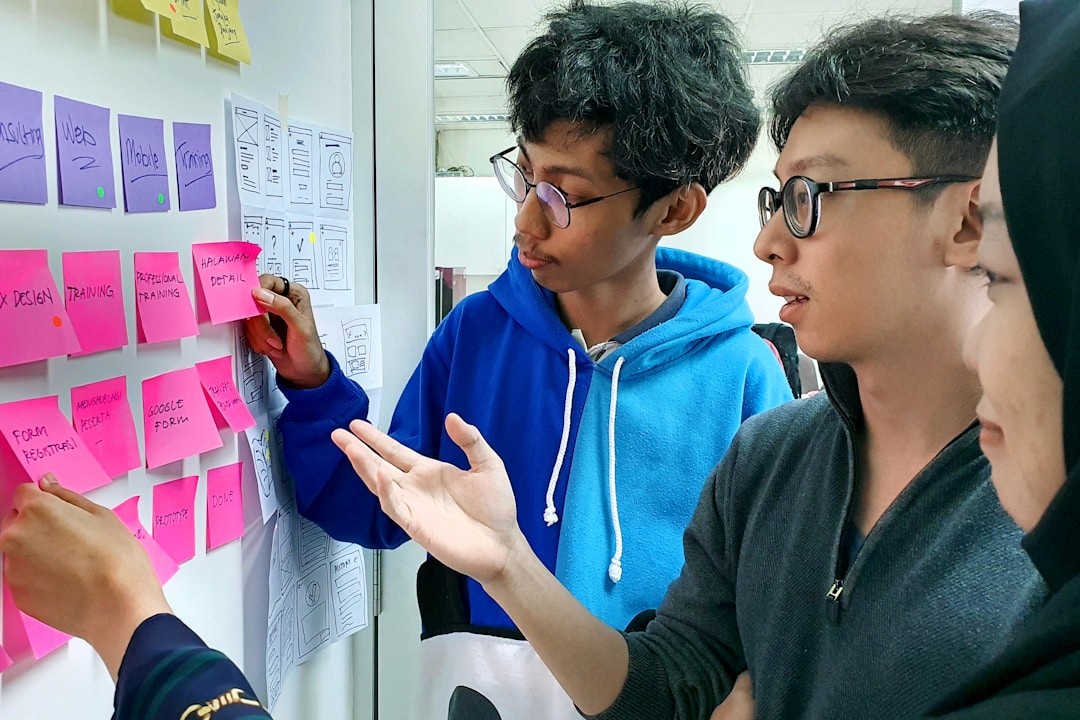 team collaborating on blockchain product design