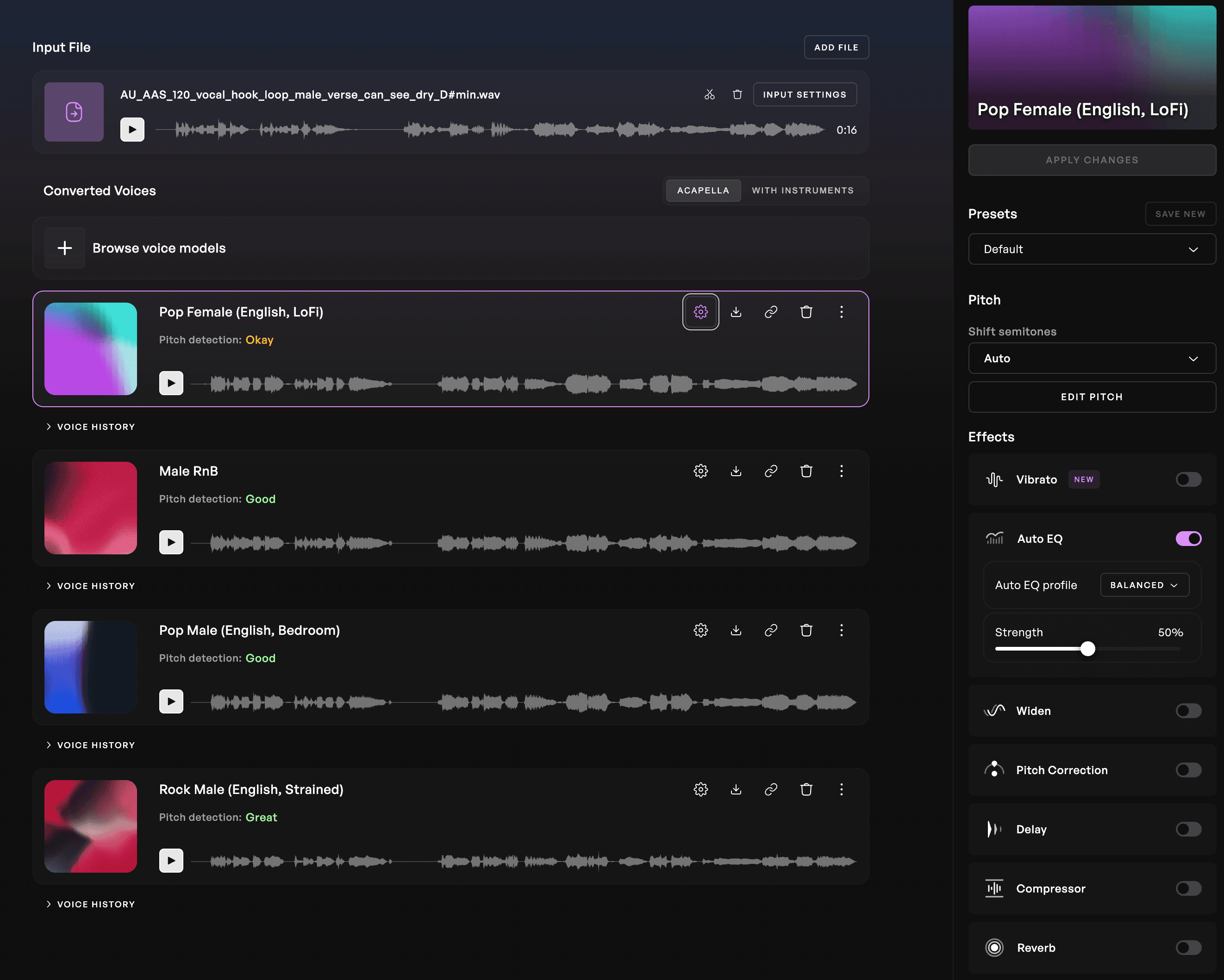 The Harmony Generator tool on Kits AI