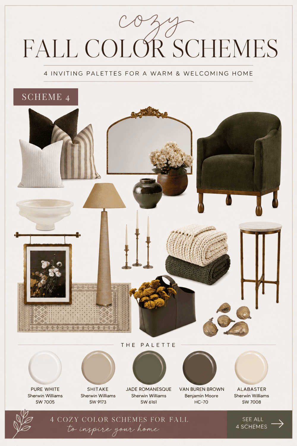 Cozy Fall Home Decor in green, Beige and Yellow