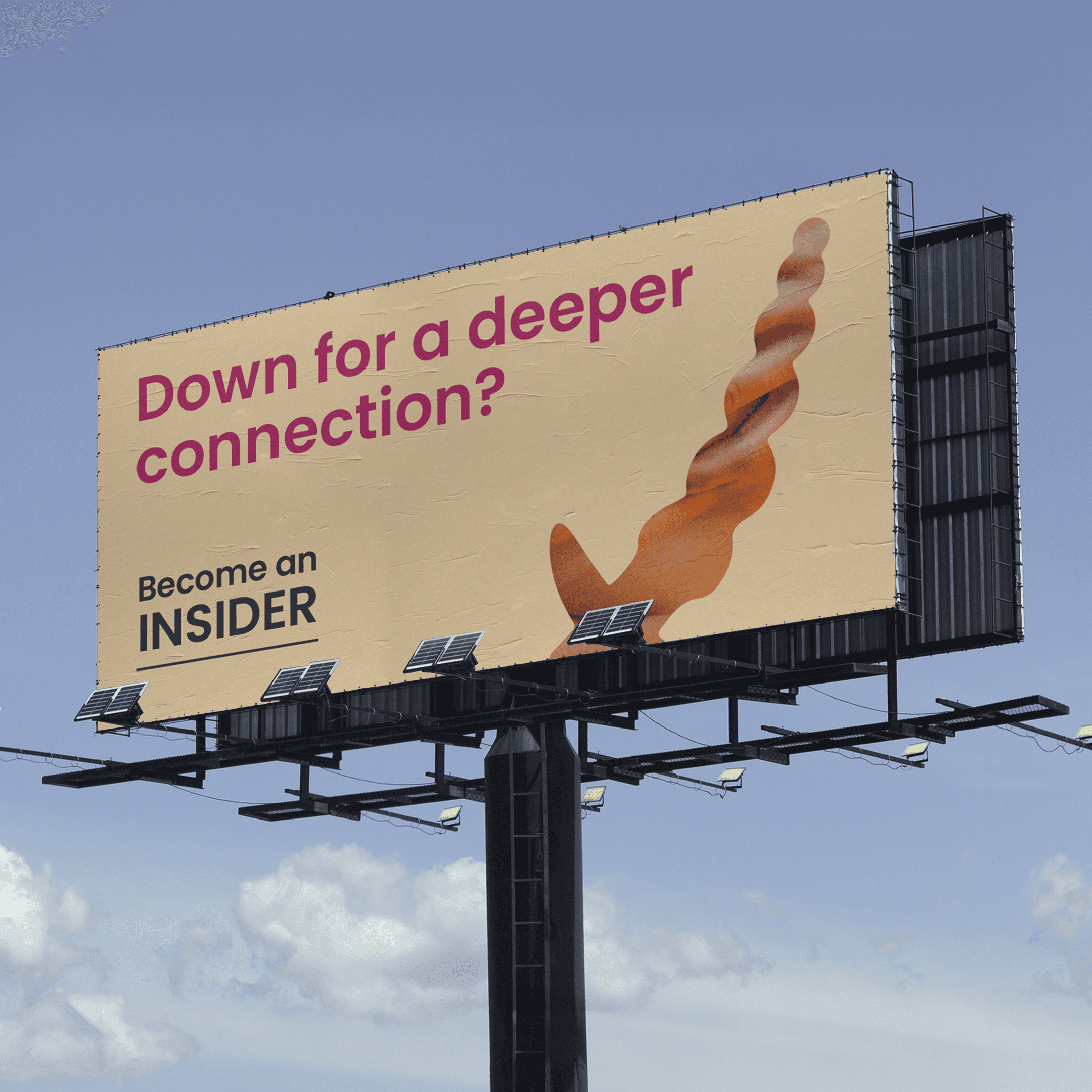 Streetside billboard with flyposters of the Batch.Works brand and illustrations