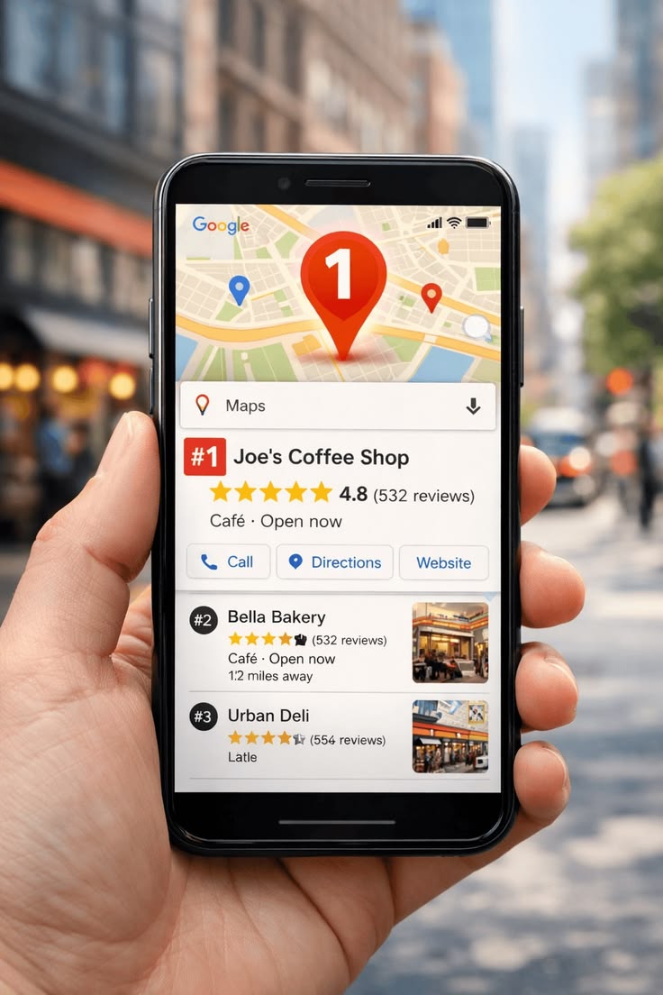 Customer searching for a local business using Google Maps.