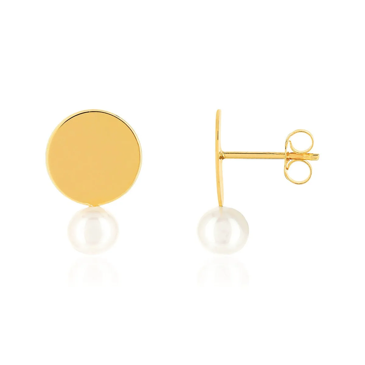 Boucles d'oreilles en or jaune 375 sertie de perles