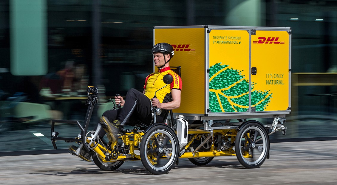 A DHL e-cargo trike used for emission-free delivery