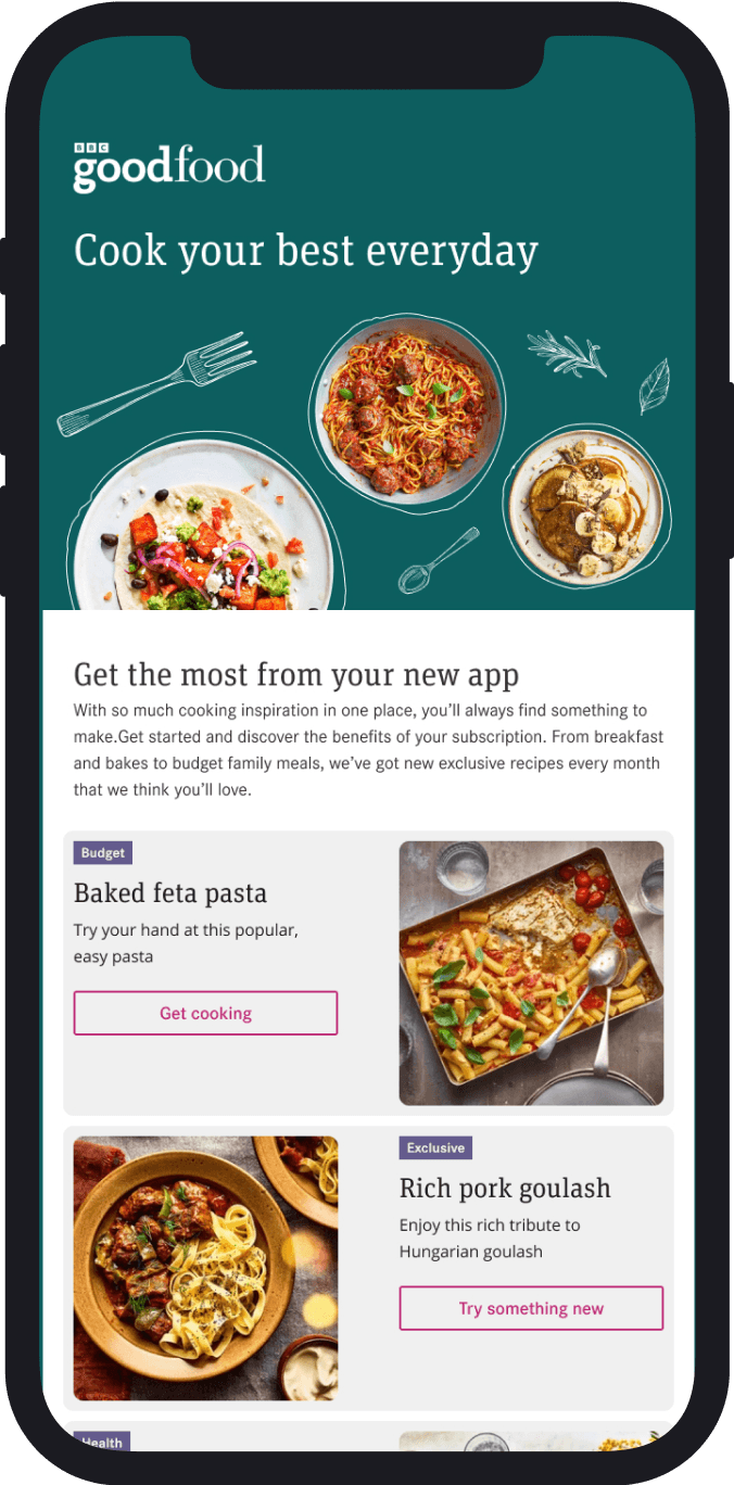 BBC Good Food - onboarding email - engagement