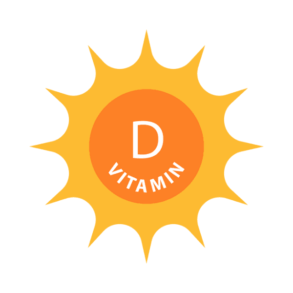 Sonne mit der Aufschrift "Vitamin D" in der Mitte