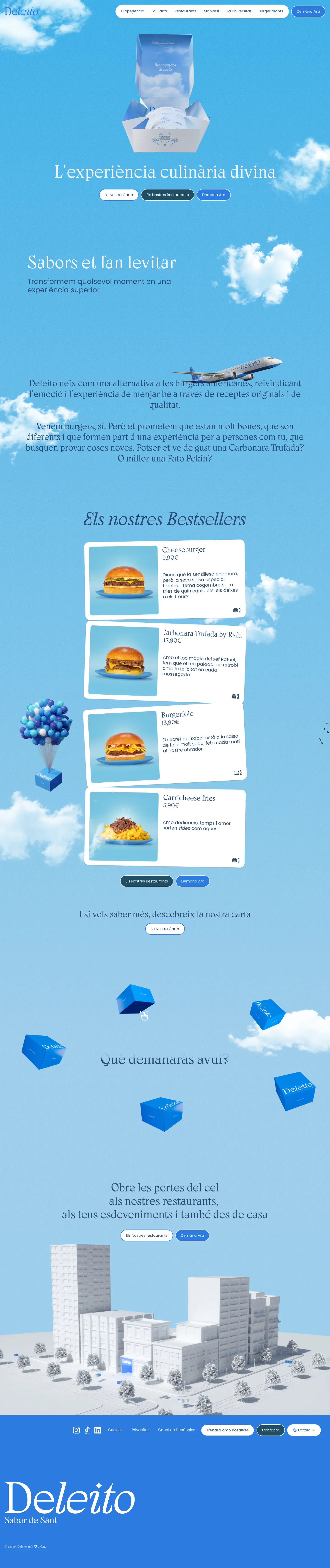 Delete IO landing page screenshot showcasing Food & Drinks design