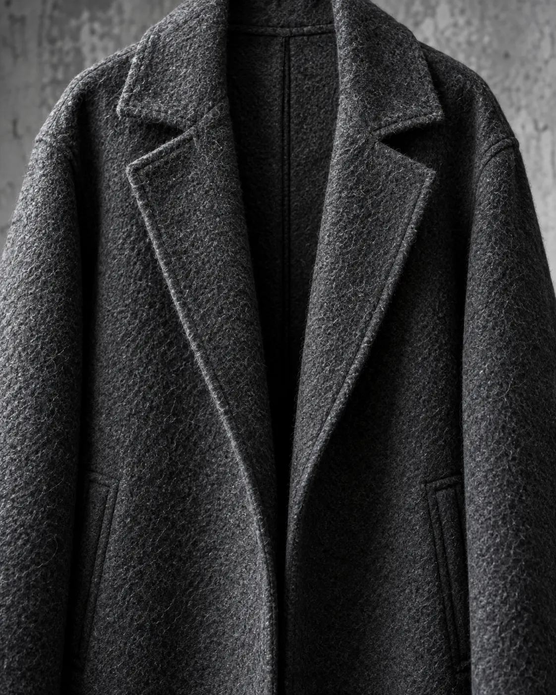 Raw Wool Coat, fabric detail
