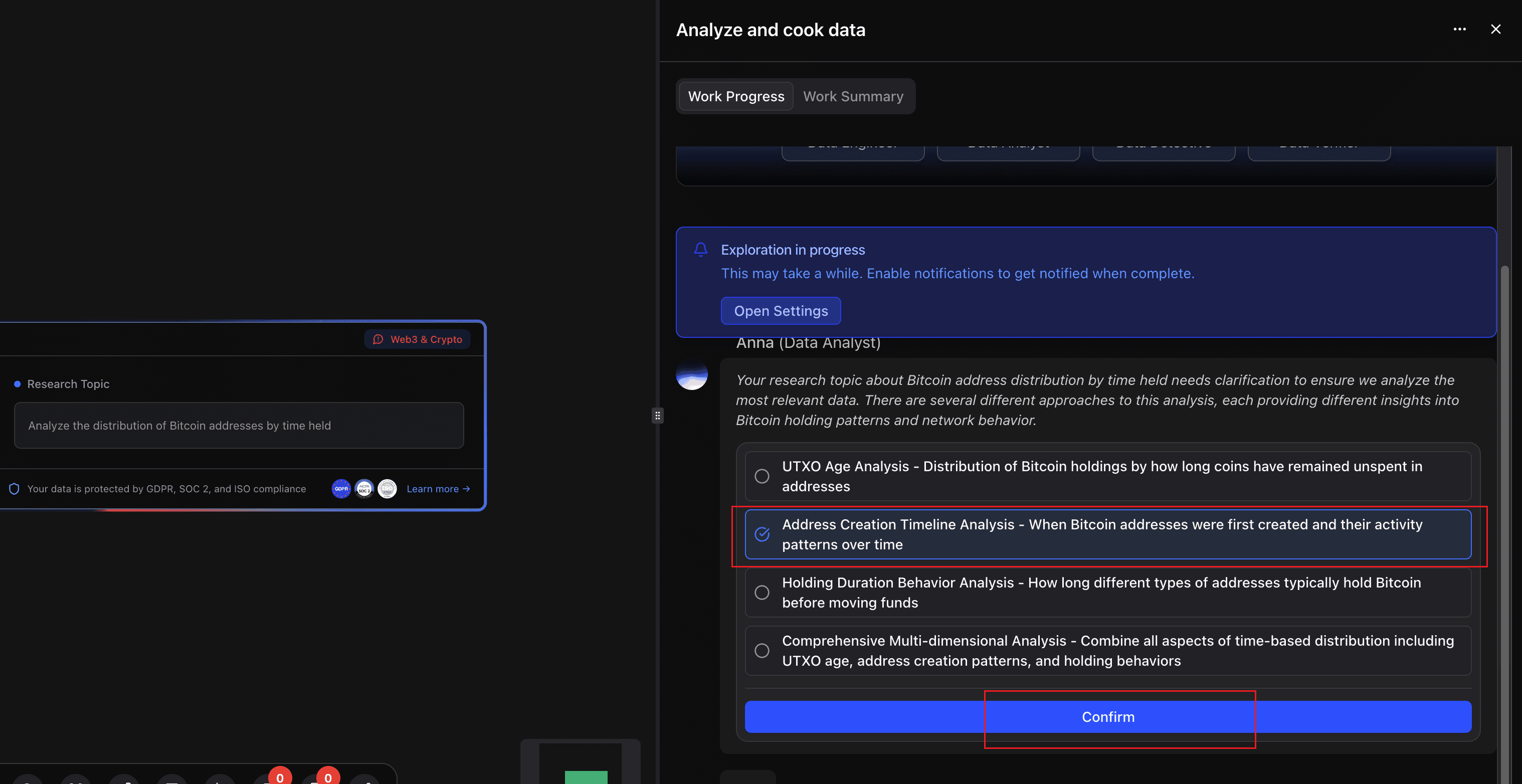 address creation timeline analysis
