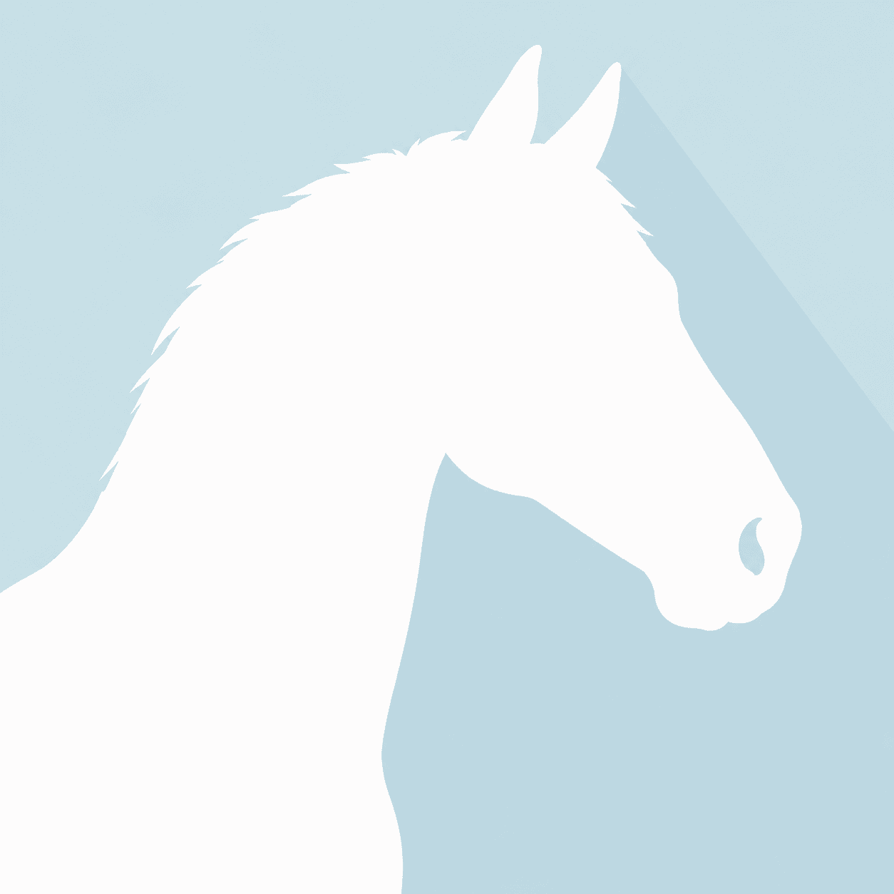 Silhouette of a horse's head against a light blue background, showcasing its graceful features.