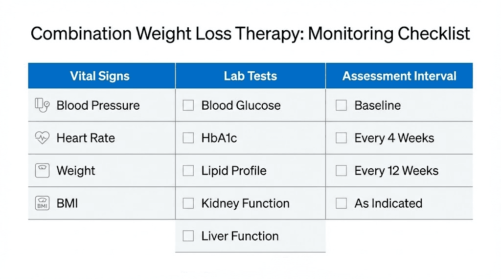 Medical monitoring schedule for phentermine and semaglutide combination patients