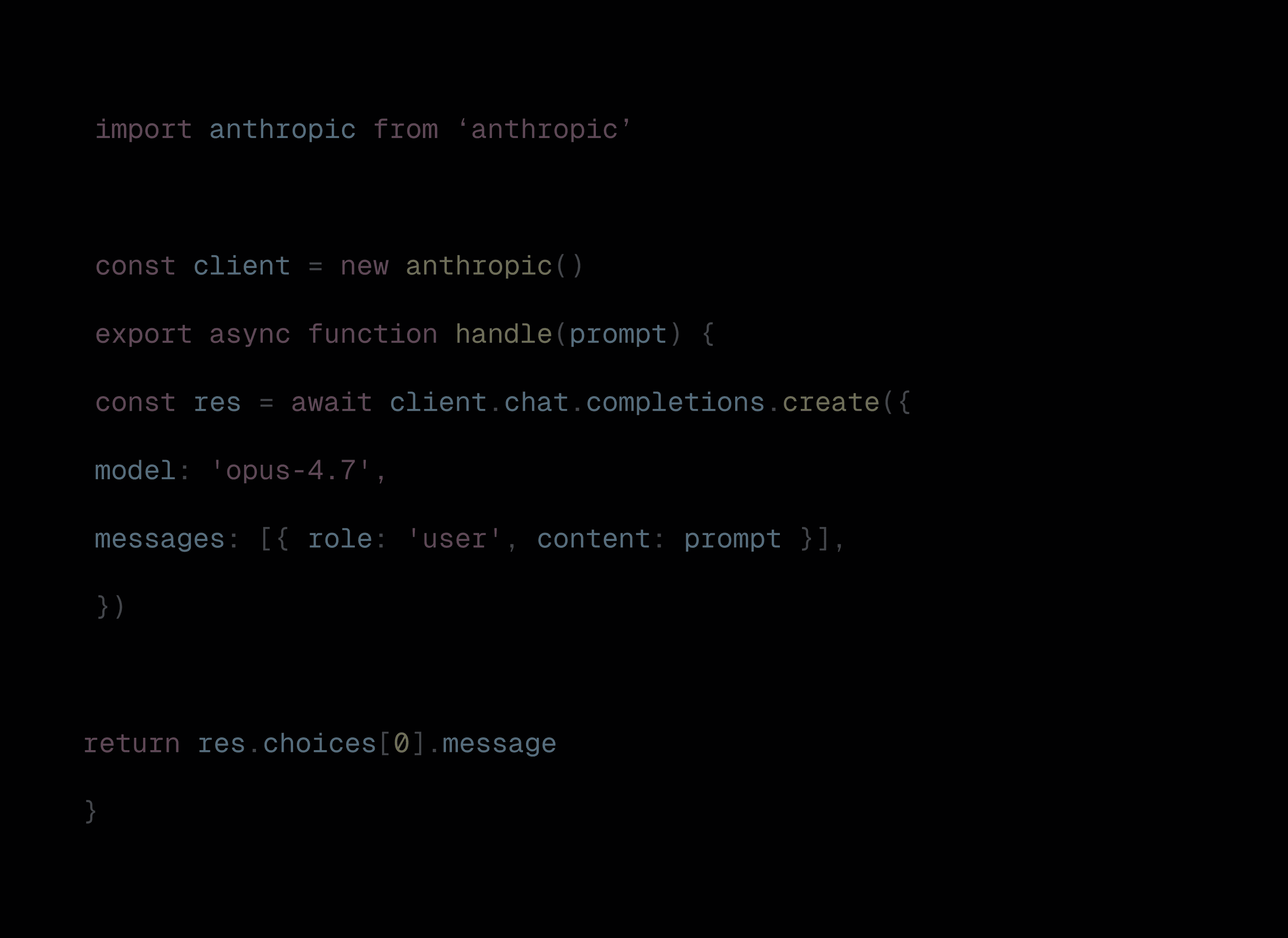 A code snippet in a dark-themed text editor written in JavaScript/TypeScript.
