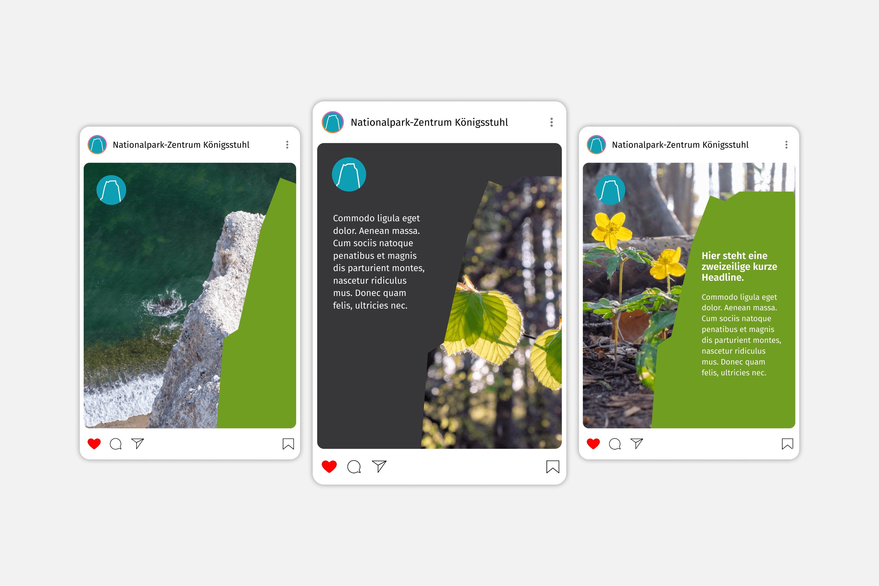 Three social media posts for Nationalpark-Zentrum Königsstuhl