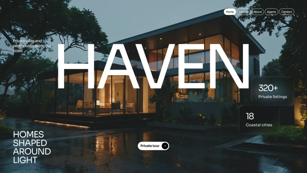Haven real estate website concept design by Alpha Expansion