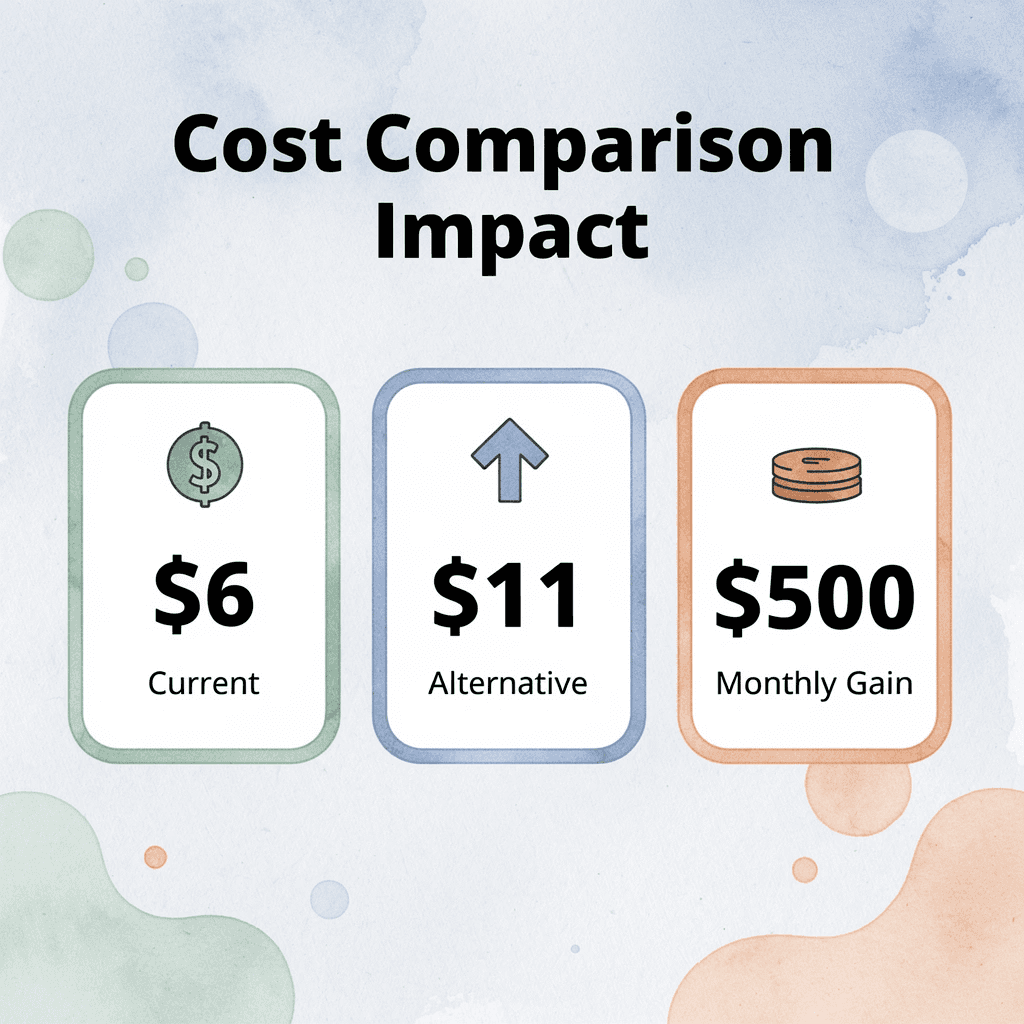 Financial metrics comparing current vs alternative provider costs