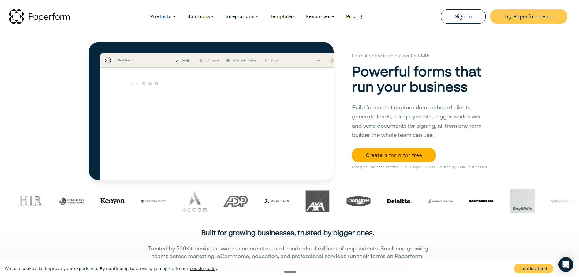 Paperform homepage