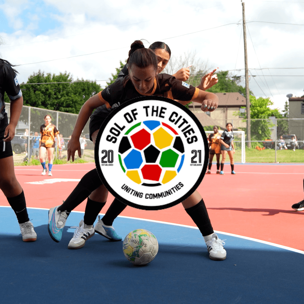 Players training on the court during a Sol Of The Cities youth soccer session in Minneapolis