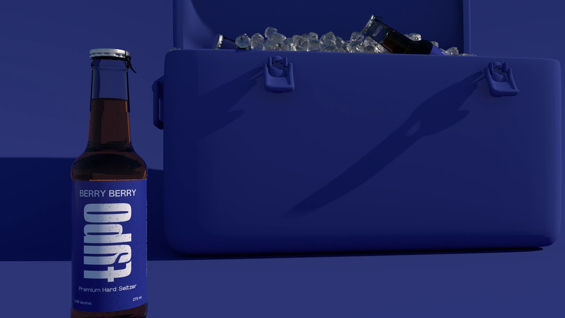 3D rendered aesthetic shot of Typo premium hard seltzers in lifelike shots