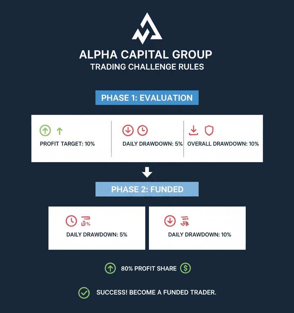 Alpha Capital Group Challenge Rules Infographic