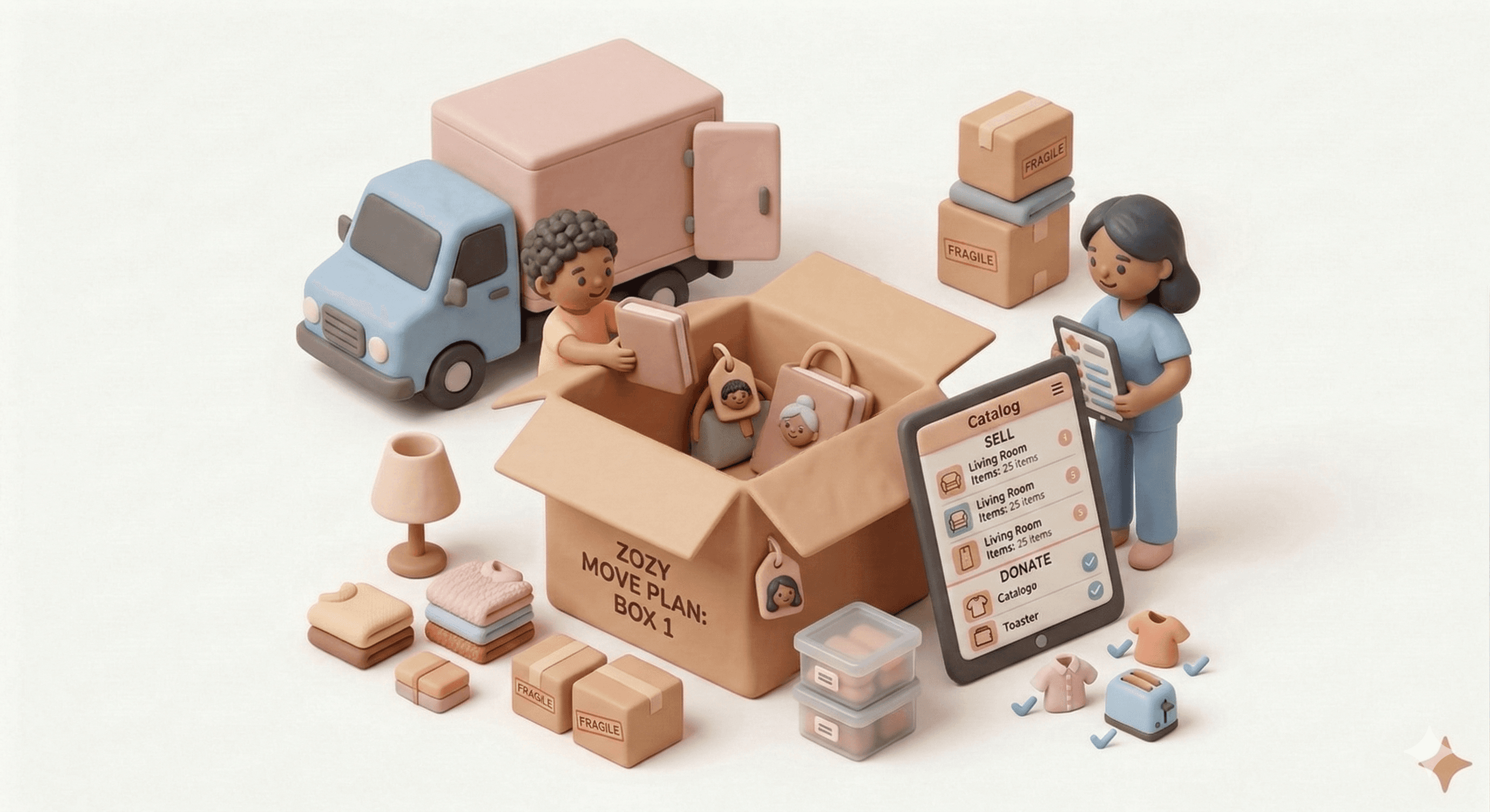 Cartoon woman smiling at a graphic of a secured home.