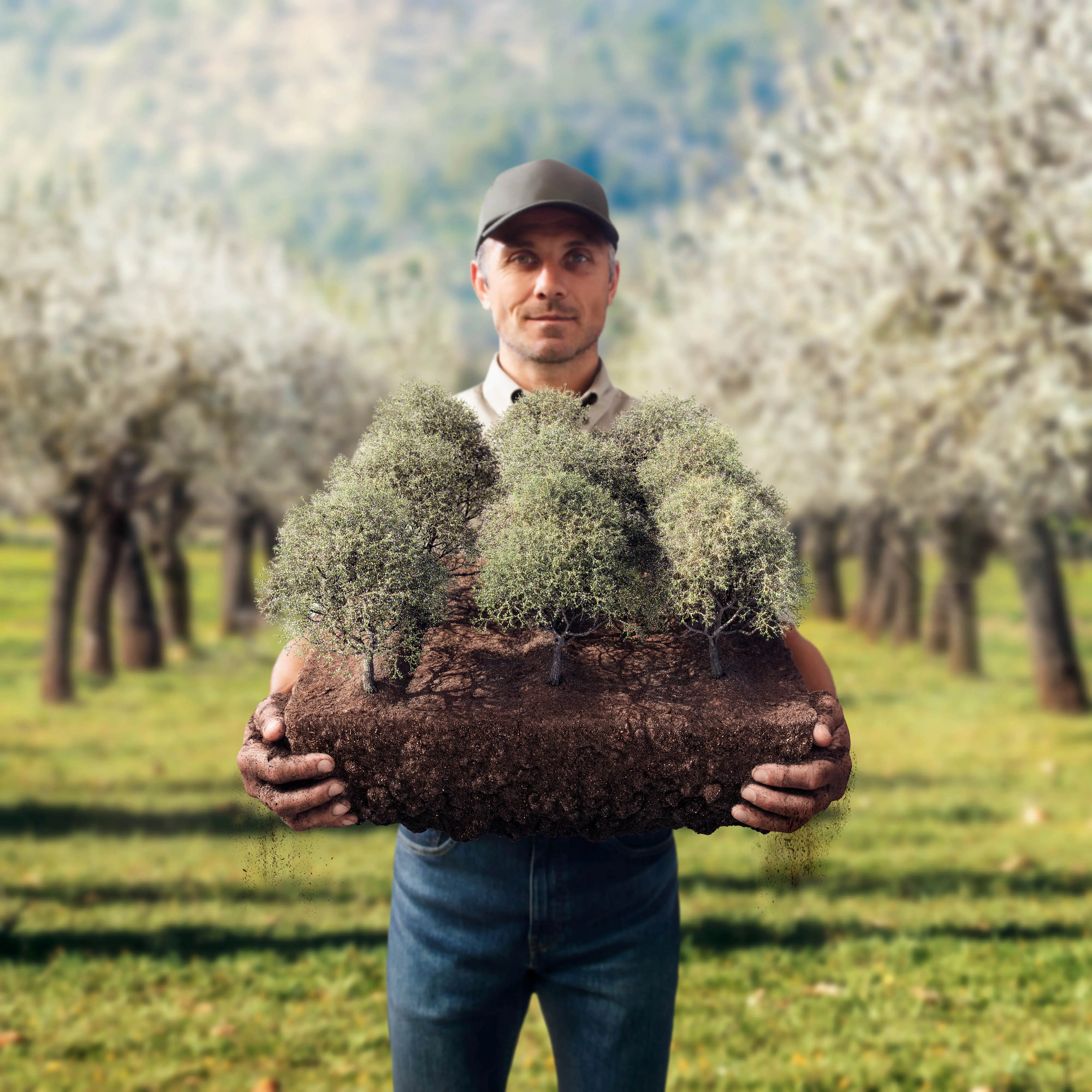 man holding a basket of plants