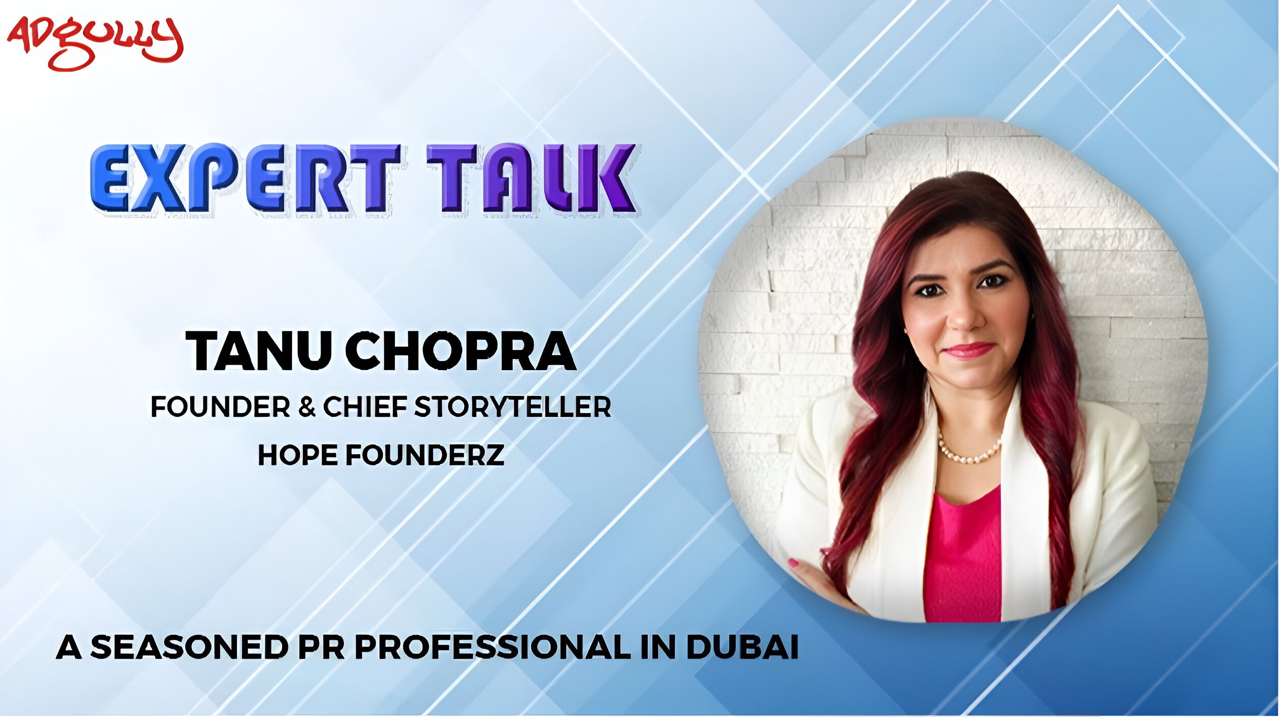 Expert Talk graphic featuring Hope Founderz founder Tanu Chopra