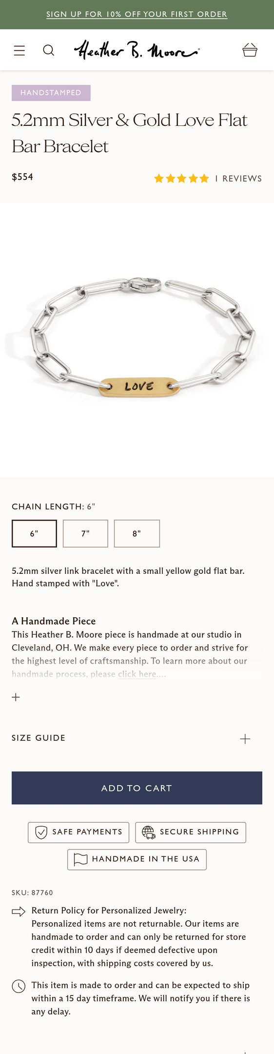 Jewelry product options include: bracelet for 5.2mm Silver & Gold Love Flat Bar Bracelet from Heather B. Moore.