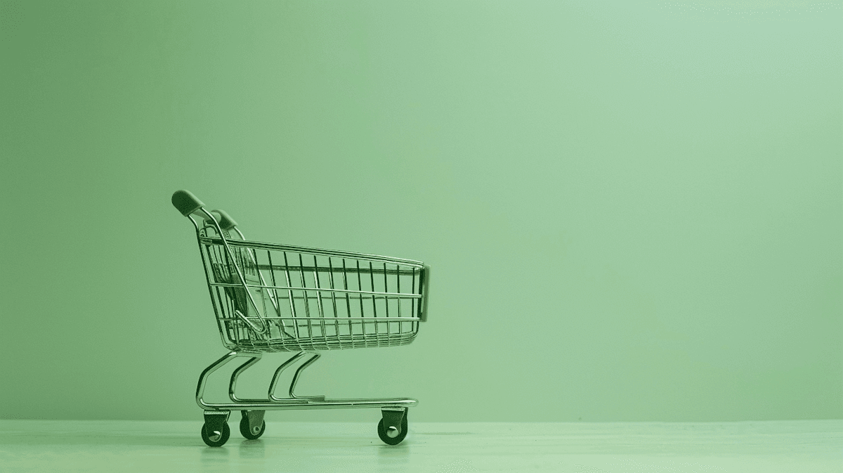 cart in a green background