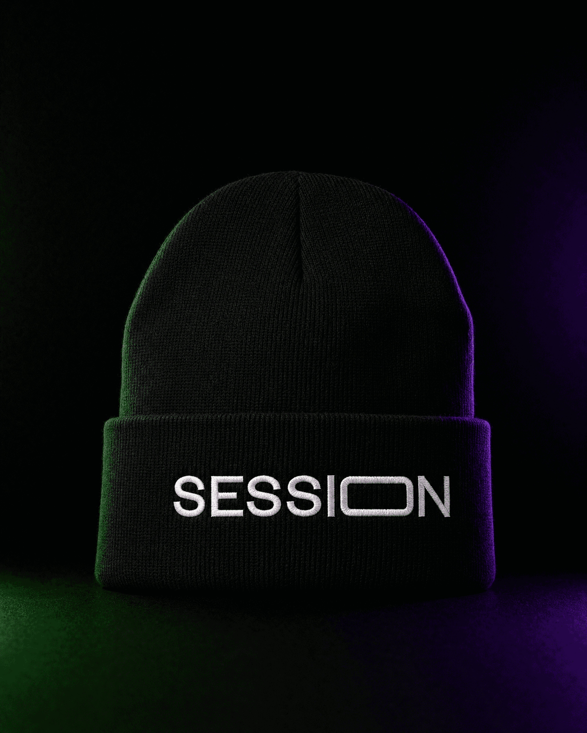 Black Session Zone cuffed beanie with white SESSION lettering on the front.