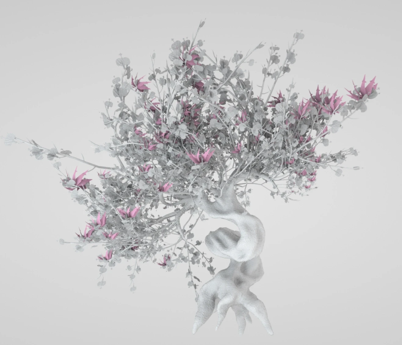 White porcelain tree with pink blossoms
