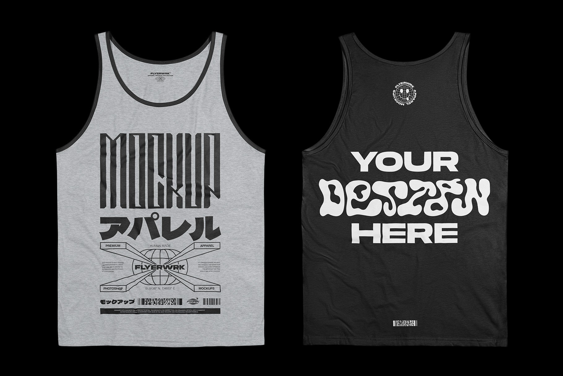 Bella+Canvas 3480 Tanktop Wrinkled mockup showing front and back design preview