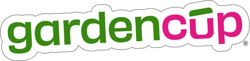 Logo of "garden cup" in a colorful font with green and pink text on a light background.
