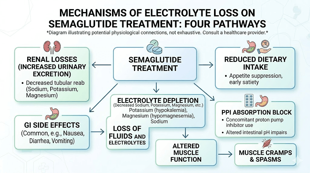Four pathways of electrolyte depletion during semaglutide therapy