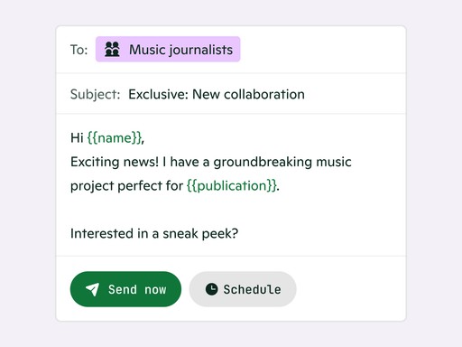 Example of an email to music journalists