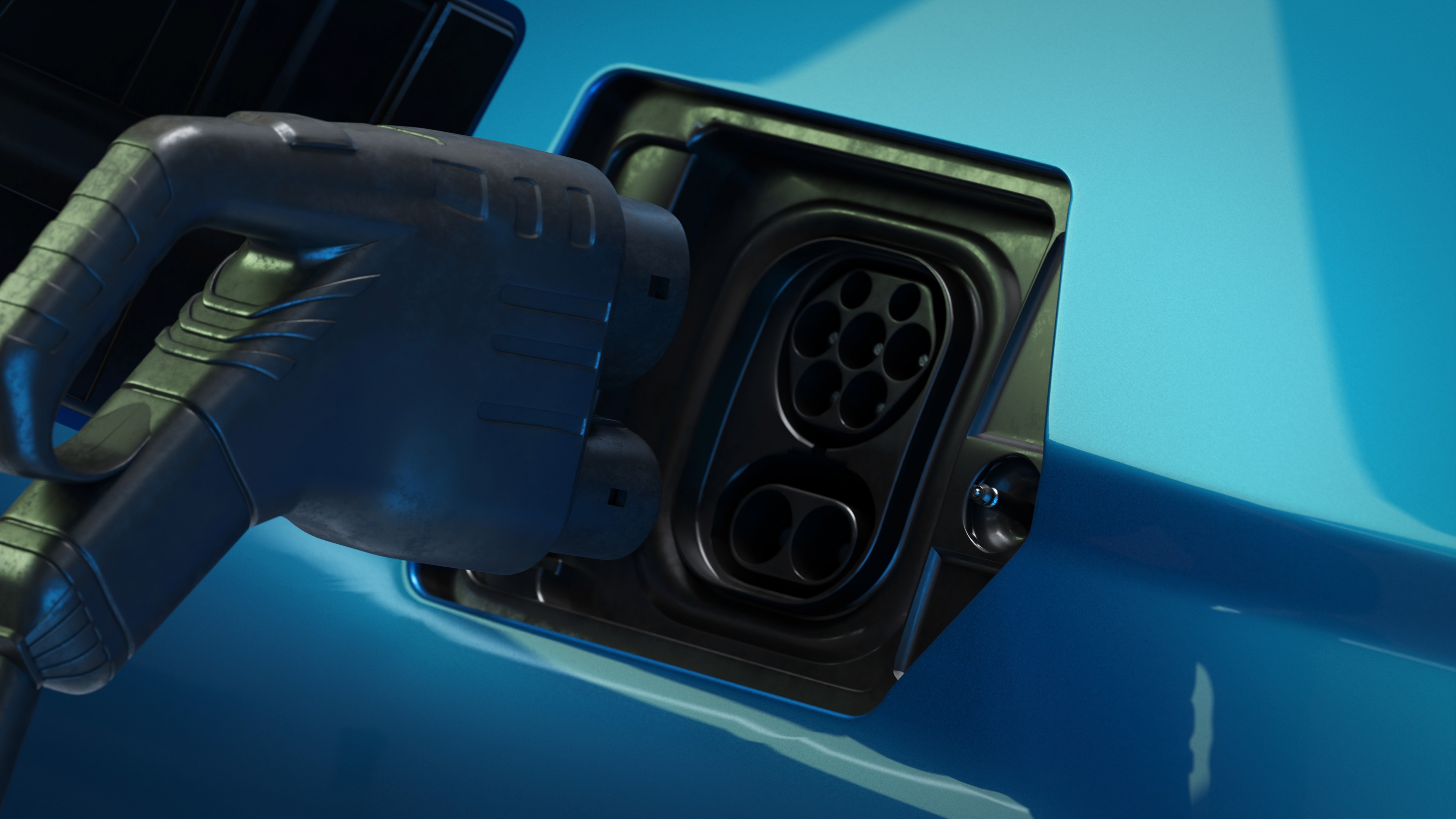 CSS charging plug into ev car