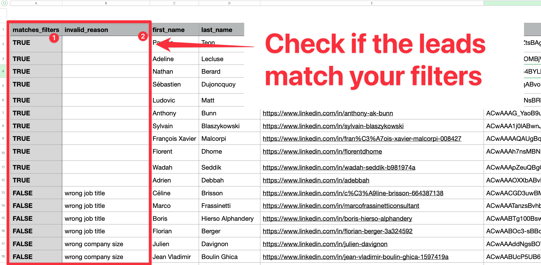 Check filters on GiveMeLeads