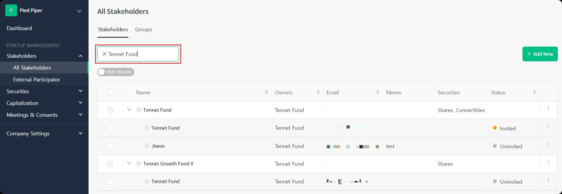 Enter the name of the investor or VC fund