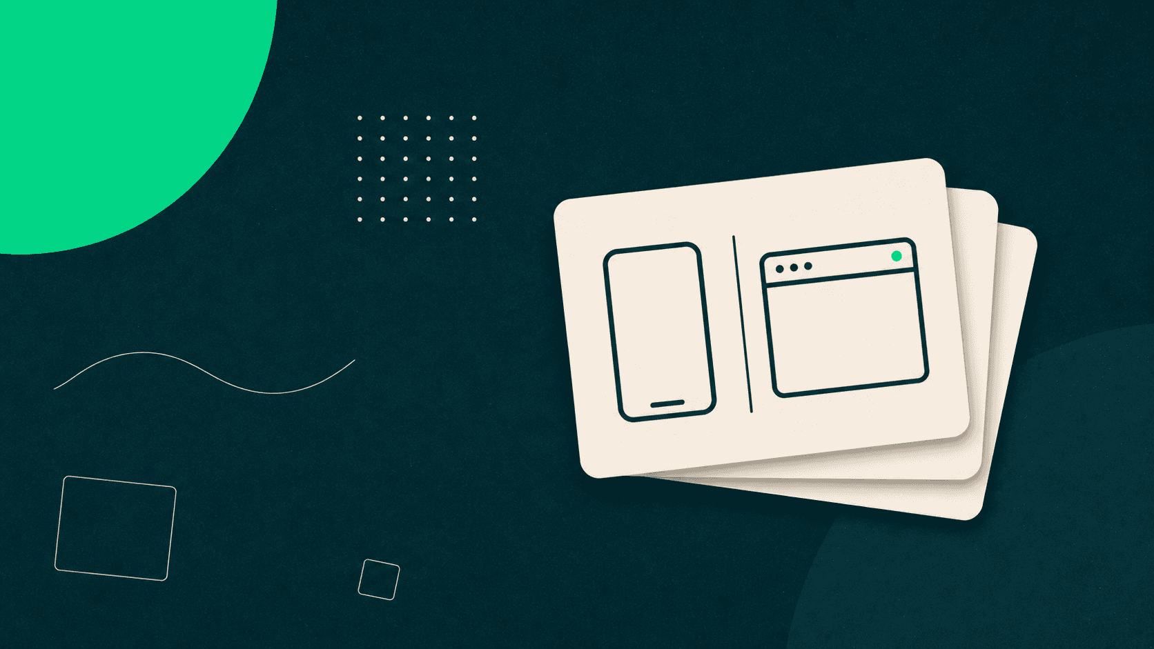 Split illustration comparing a mobile app interface and a web browser window, symbolizing the choice between mobile and web app development