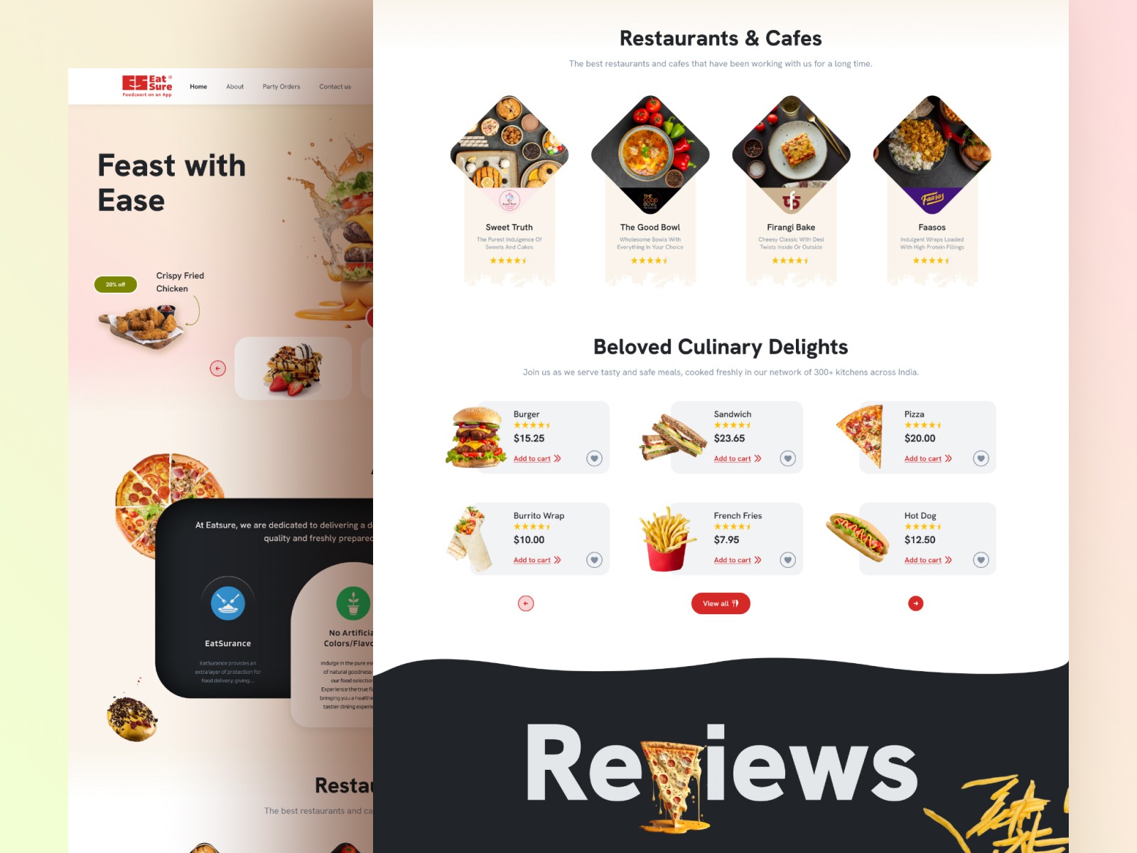 A home page of the desserts shop website