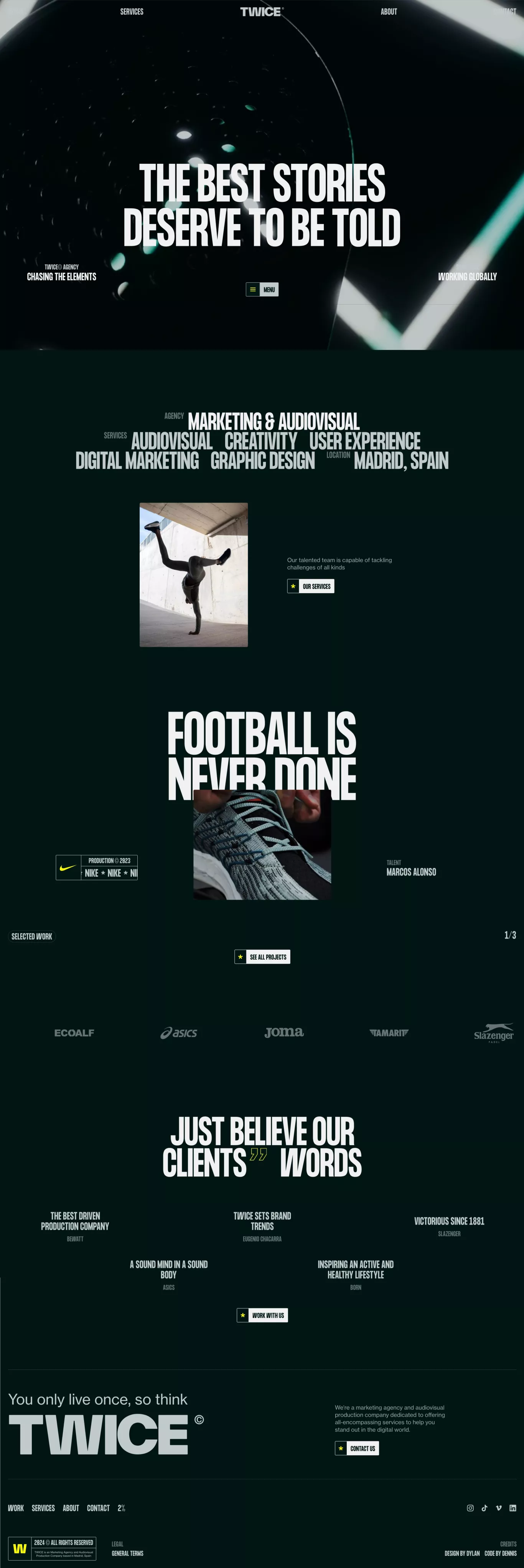 TWICE© - THE BEST STORIES DESERVE TO BE portfolio page screenshot showcasing Design and Tech design