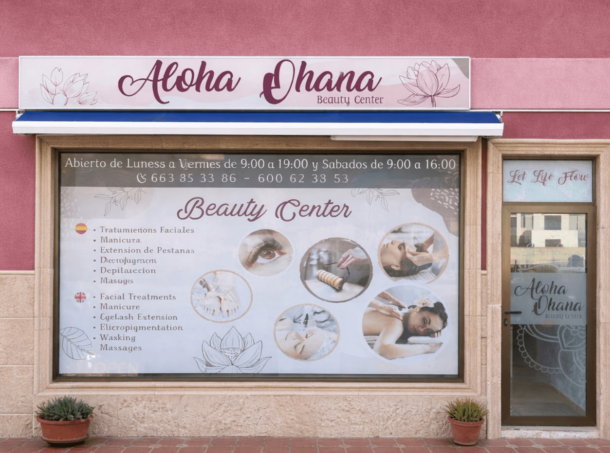 Entrada del salón de masajes Aloha Ohana, un espacio tranquilo y acogedor