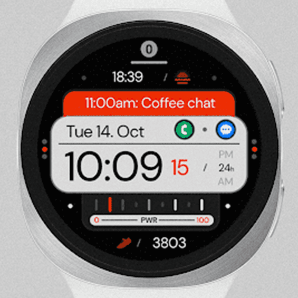 Galaxy watch 8 displaying a digital watch face