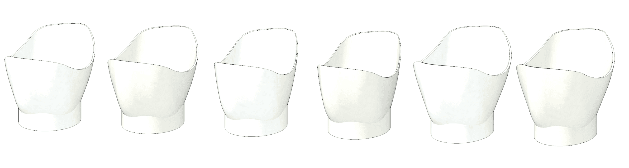 Revit 3D view showing unique curvature of the Juliet bathtubs.