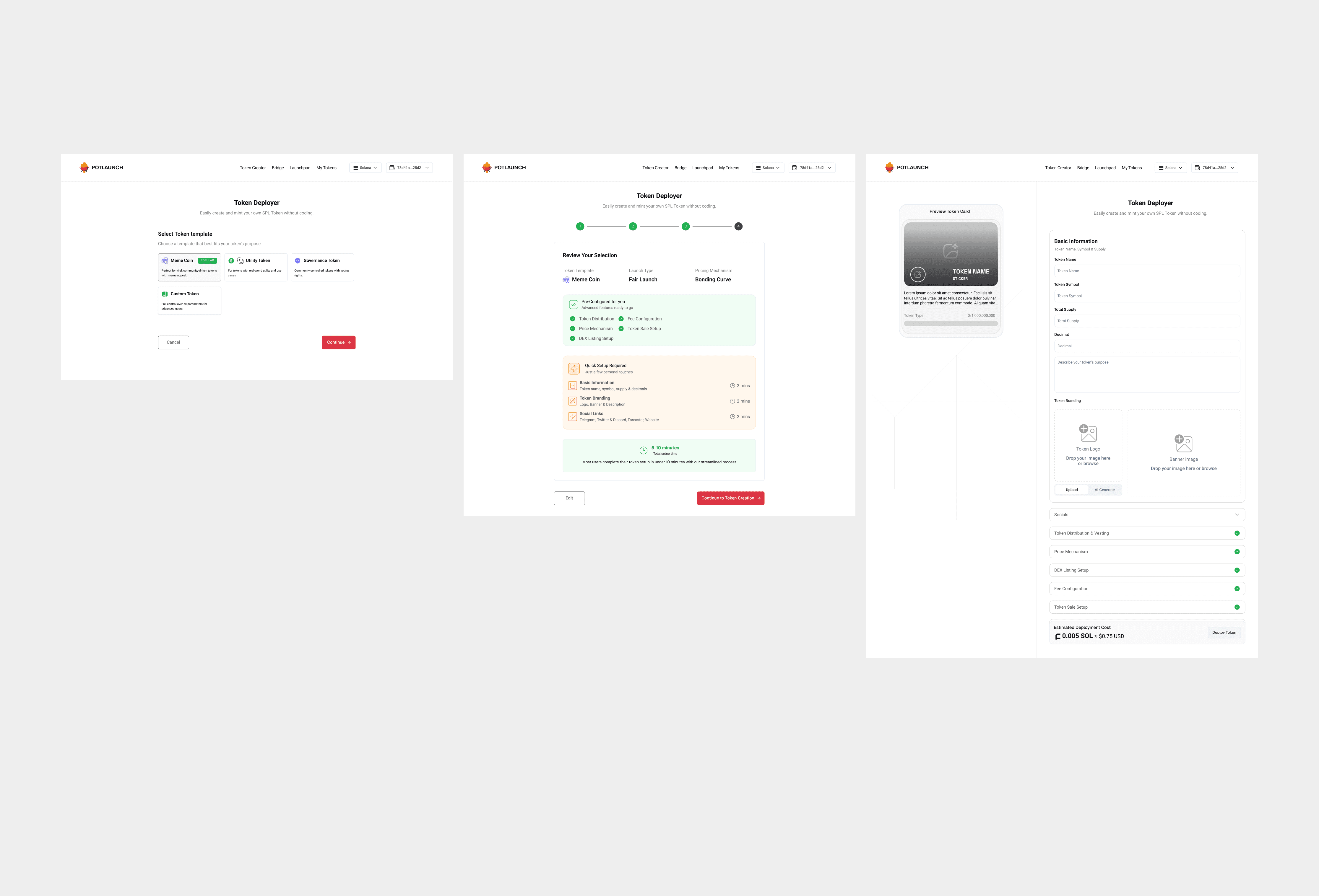 Screenshot of potlaunch create screen