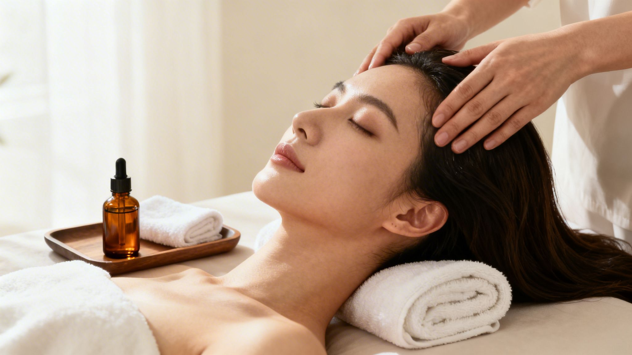 woman getting head massahe